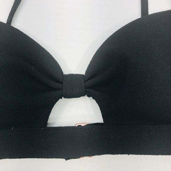 Shade And Shore Women's Size Small 4-6 Knot Front Crepe Texture Bikini Swim Top - Picture 3 of 16